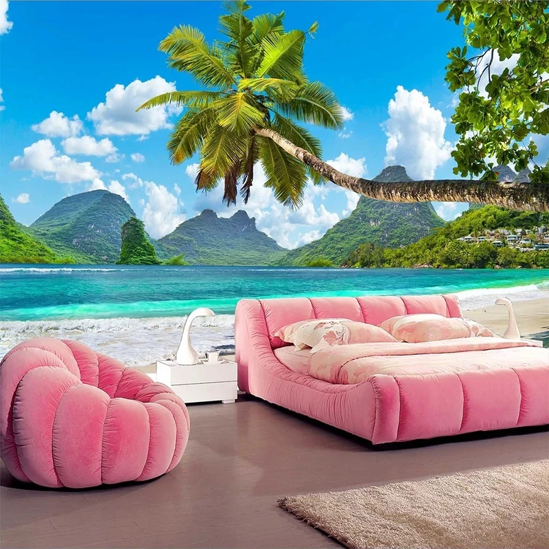 3D-обои на заказ с красивым морским островом кокосовым деревом фотообои настенная