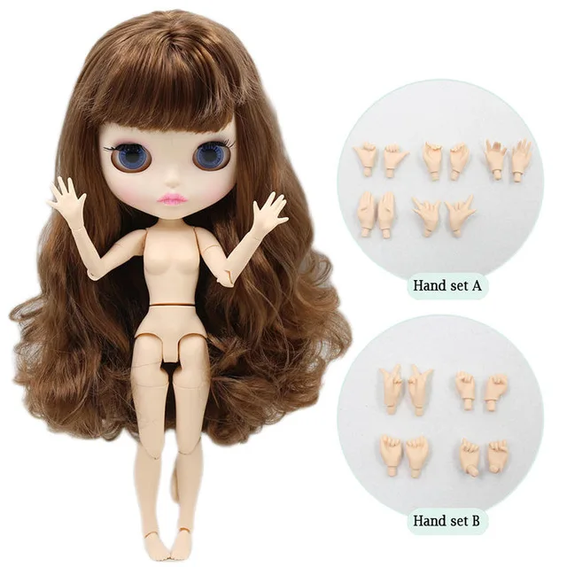 ICY Nude Blyth кукла для серии No. BL9158 коричневый волос резные губы матовое лицо шарнир тело 1/6bjd - Цвет: like the picture