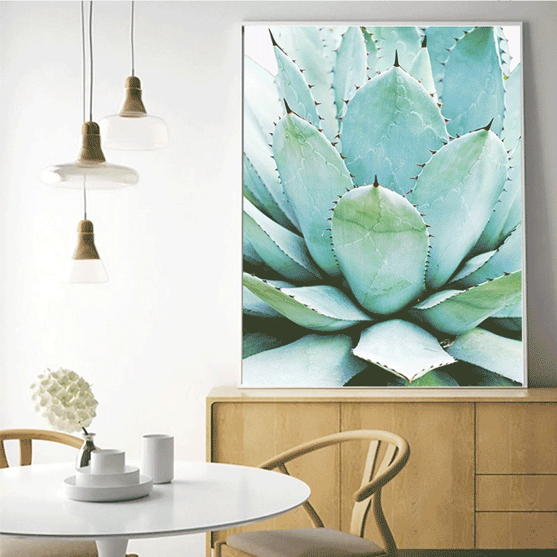 Плакат с зелеными суккулентами зеленая Картина на холсте настенные