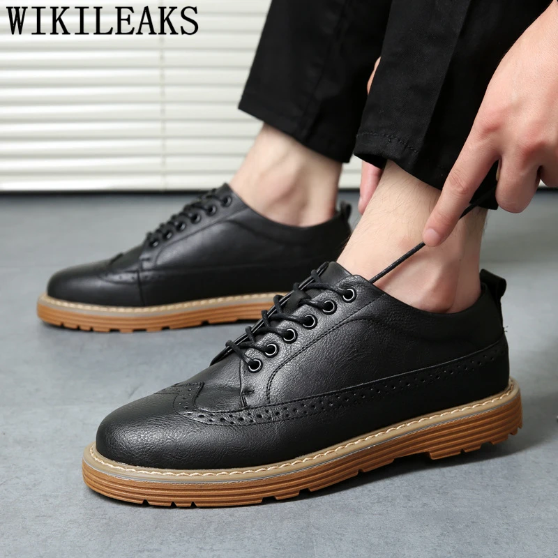 Туфли-Броги мужские летние повседневные кожаные | Обувь