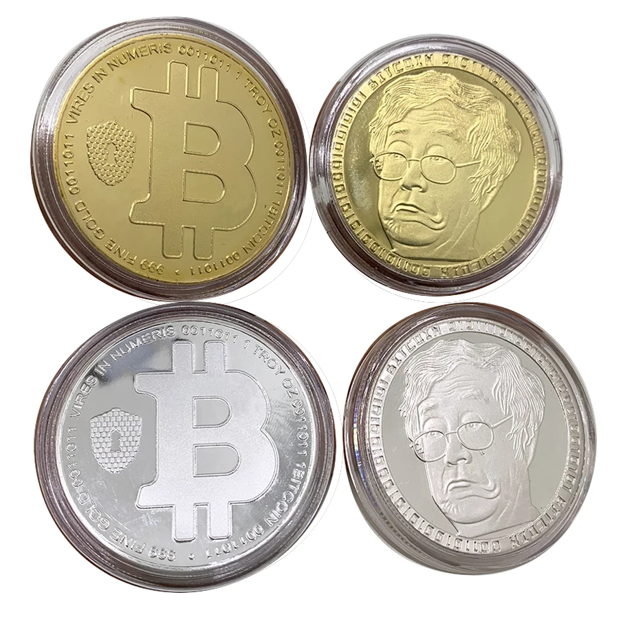 

Коллекция позолоченных физических биткоинов 19-4-1, Биткоин, BTC с чехлом, подарок, физические металлические антикварные Имитационные серебрян...