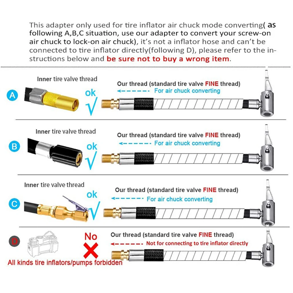 

Автомобильный шланг для накачивания шин, адаптер для накачивания шин, 23 см, Сменные аксессуары для велосипедов, мотоциклов, насосов