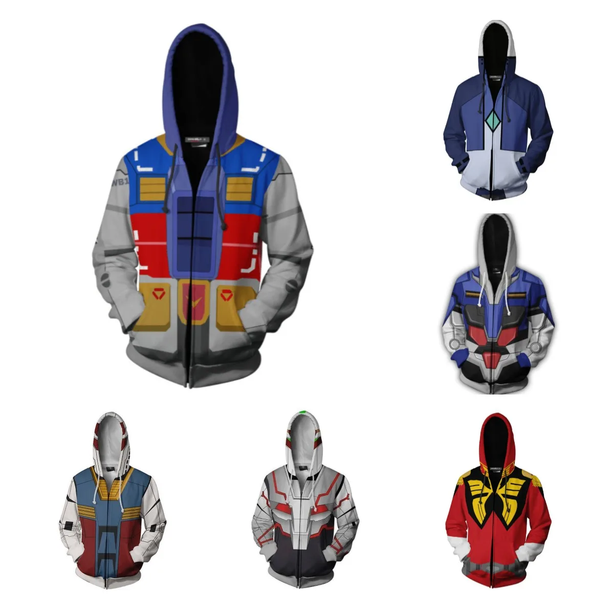Gundam 3D printed hooded zipper Sweatshirt anime Cosplay clothing men's and women's long sleeve coat