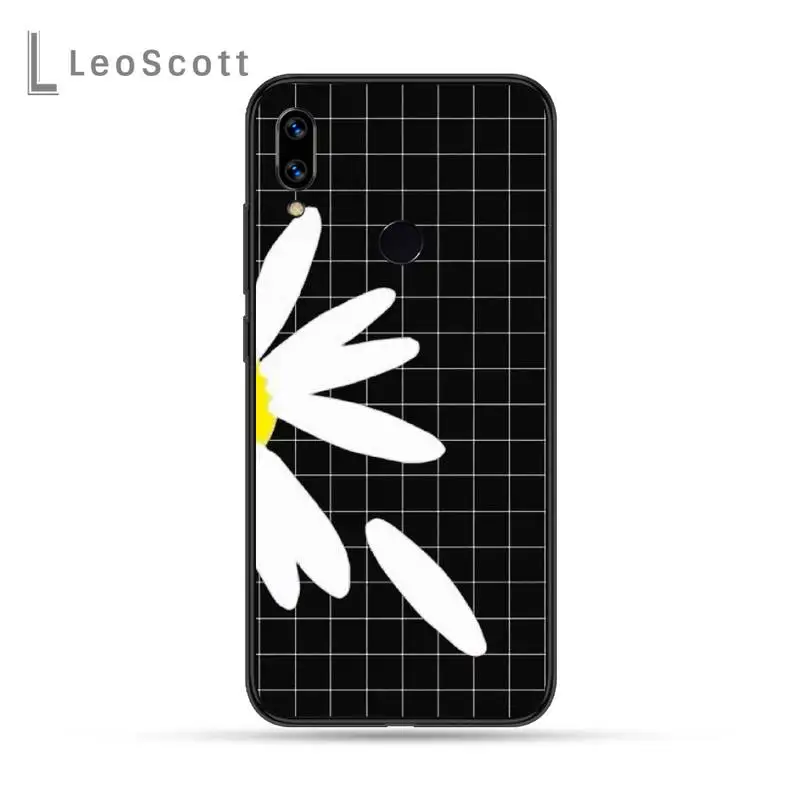 

Black and white Daisy checkerboard Phone Case For Xiaomi Redmi Note 4 4x 5 6 7 8 pro S2 PLUS 6A PRO