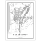 Креативная Карта города Мавритании Нуакшот абстрактные картины на холсте Черно-Белая стена Художественная печать плакат картина украшение дома