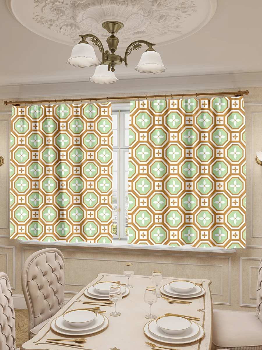 Шторы для кухни LeJoy Home из габардина &quotОрнамент №500&quot 180х290 см. (2 шт. 145х180 см