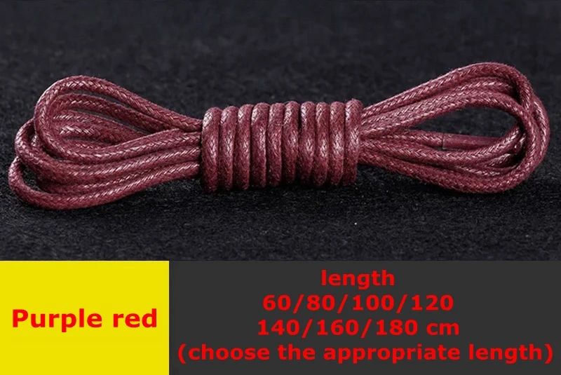 Purple Red 1 пара, высококачественные круглые шнурки, водонепроницаемая обувь, шнурки, Уличная обувь для отдыха, Ботинки martin для взрослых, унисекс, вощеная хлопковая обувь с кружевом - Цвет: Purple Red