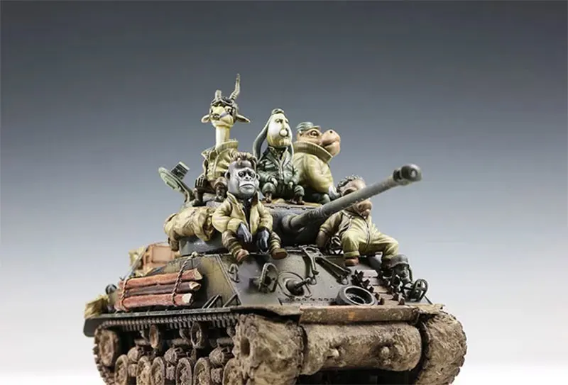 Креативная модель в масштабе 1/35 мультяшное животное версии фурия танк экипаж