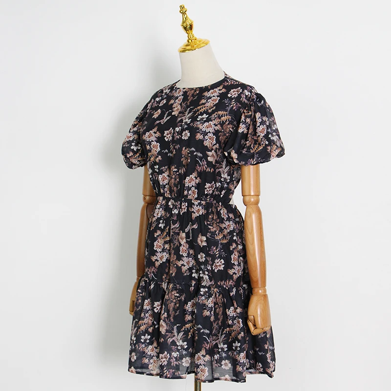 

Женское винтажное платье с коротким рукавом, открытой спиной и круглым вырезом