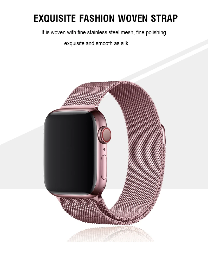 Розовое золото, Миланский металлический ремешок 44, 40 мм, для I watch Series 5, 4 ремешка, Apple Watch Series 3, ремешок для часов из нержавеющей стали 38, 42 мм