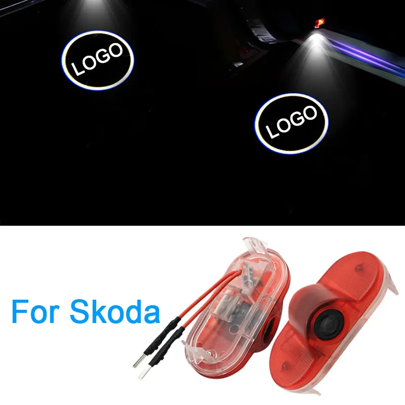 

2pcs Car LED Courtesy ghost shadow welcome light Laser logo projector door lamp For Skoda Octvia VRS 2004-2008 car door light