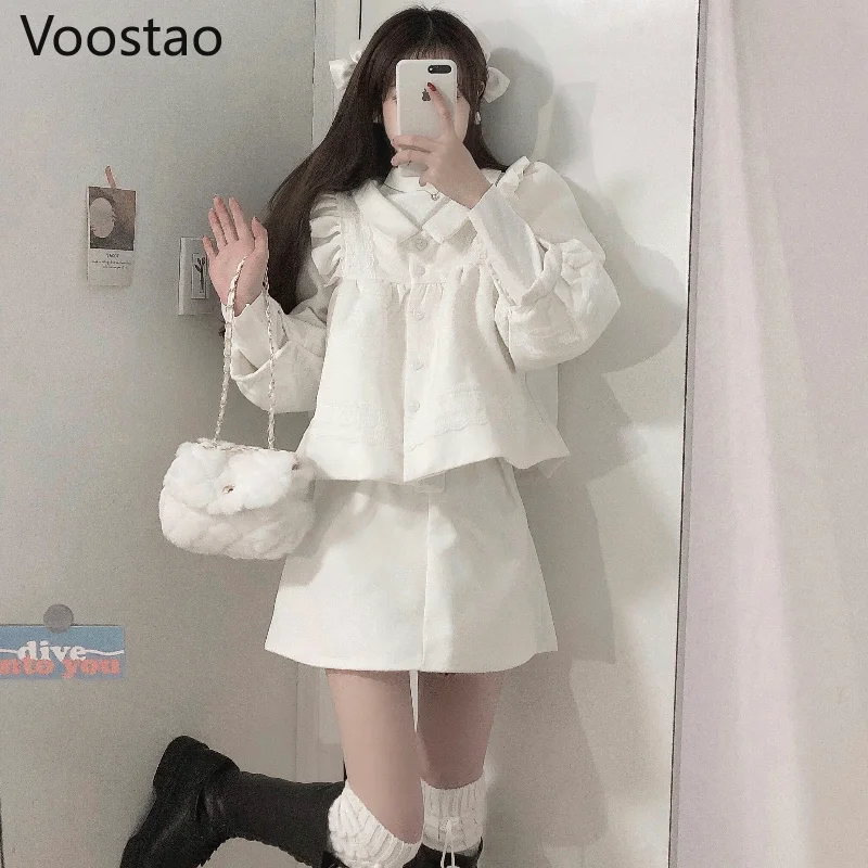 Женский комплект из 2 предметов шерстяной юбки и топа с оборками высокой талией в