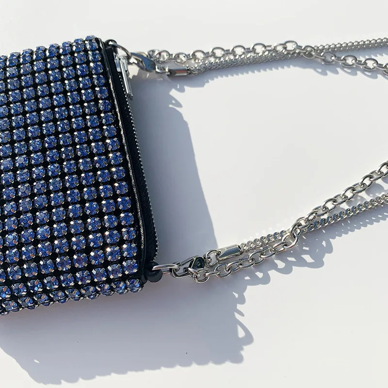 

Women Luxury Designer Brand Mini Flash Diamond Zero Wallet Crossbody Bag Fashion Classic Lady Water Drill Small Hand Bag A2