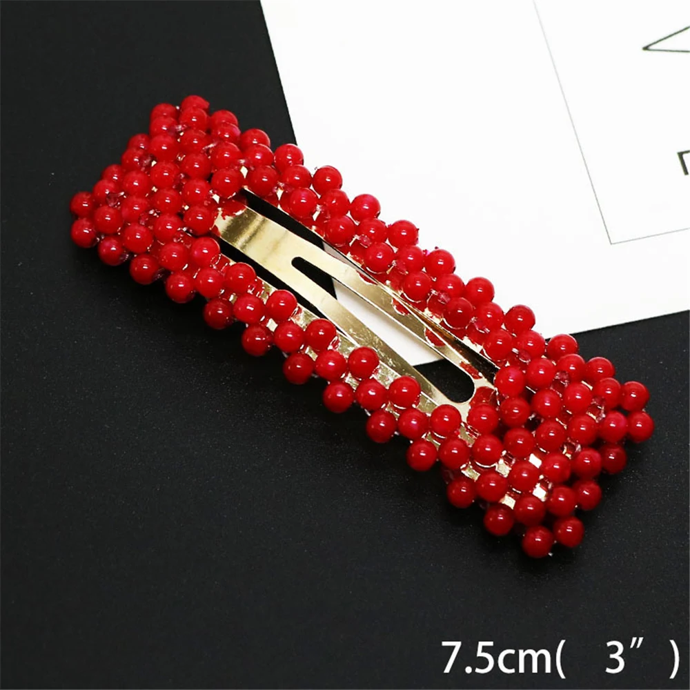 

Korean Design Fashion Red Pearls Hair Clip Women Elegant Snap Barrettes Imitation Pearls Hairpins Hair Styling Accessories