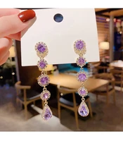 new simple female bow flower earrings long tassel pearl crystal pendant earrings 2021 fashion girl wedding jewelry accessories