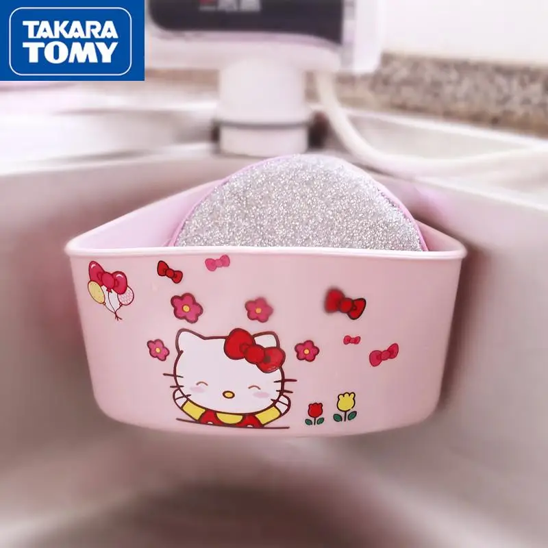 

TAKARA TOMY Creative Cartoon Hello Kitty Kitchen Sink Drain Suction Cup Simple Bathroom Cute Storage Hanging Basket