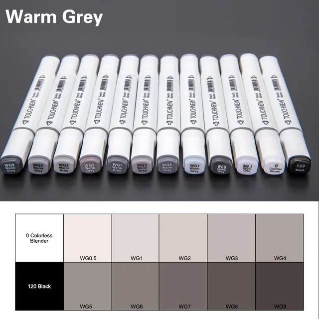 Warm Gray TOUCHNEW 12/30 цвет крутой серый маркер теплый серый Маркер Набор двойных наконечников на спиртовой основе художественный маркер для рисования манга Марка арт поставщик - Цвет: Warm Gray