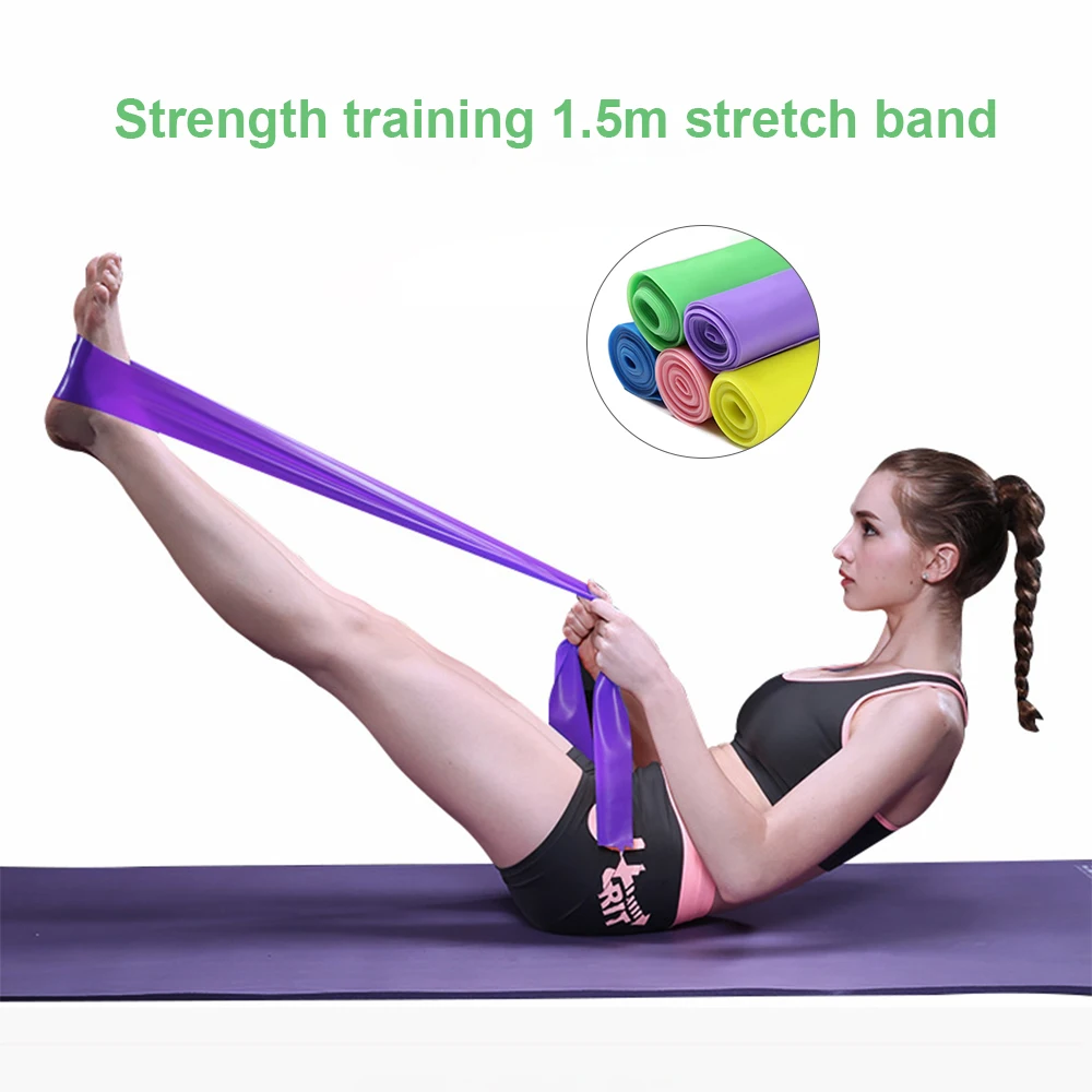 

1PCS 1.5M Yoga Resistance Bands Elastic Yoga Pilates Rubber Stretch Strap Sports Bands Exercise Strap Fitness Belt Gym Equipment