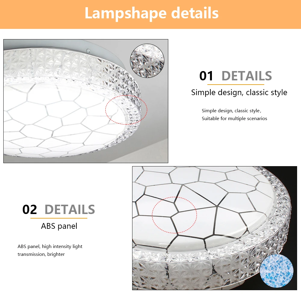 VIPMOON 12W soporte empotrado de LED de techo cristal claro lámpara blanco 6500K 7,48 pulgadas para baño cocina