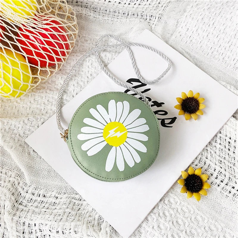 

Cute Children's Backpack Cartoon Flower Printed Shoulder Bags PU Girls Backpack Kids Messenger Bag Mini Coin Handbags Crossbody