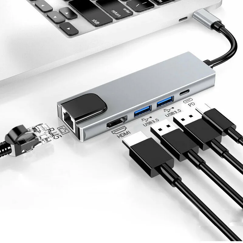 Адаптер Hdmi 4K USB C на Gigabit Ethernet Rj45 Lan для Mac book Pro Thunderbolt 3|USB-хабы| |