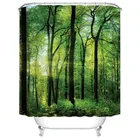 Водонепроницаемые шторы для душа серии Forest из полиэстера, аксессуары для ванной комнаты, 3D экраны для ванной комнаты с пластиковыми крючками, распродажа
