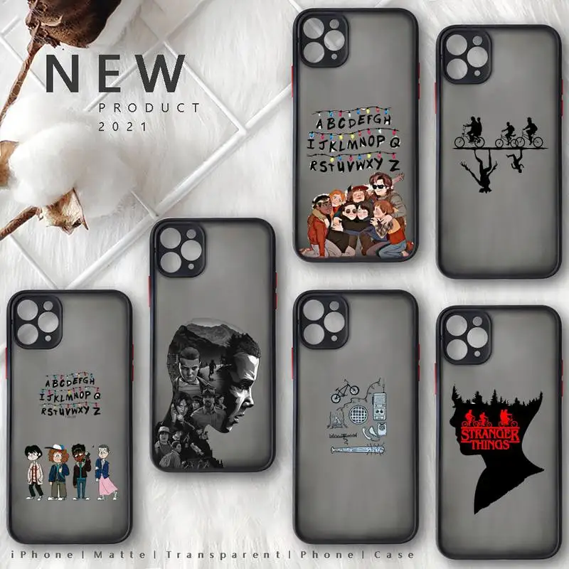 

Stranger Things American TV show Phone Case black matte transparent For iPhone 7 8 x xs xr 11 12 13 pro plus mini max Clear