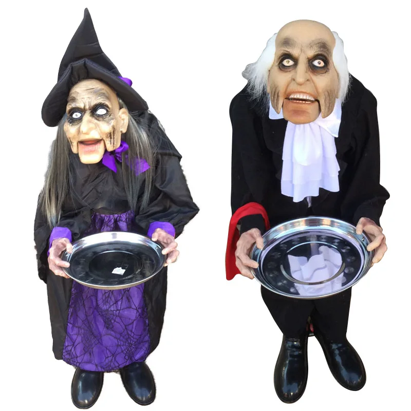 

Halloween Bar Party Decoration Props Witch Servant Induction Luminous Costume Horror Witch Tray Begging Food Ghost