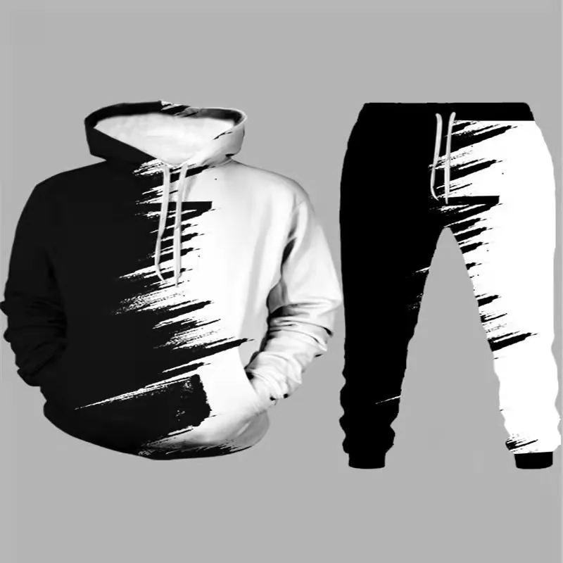 

2021 new 3D hooded suit, fashionable, personalized and creative men's hooded casual sweater + Sweatpants