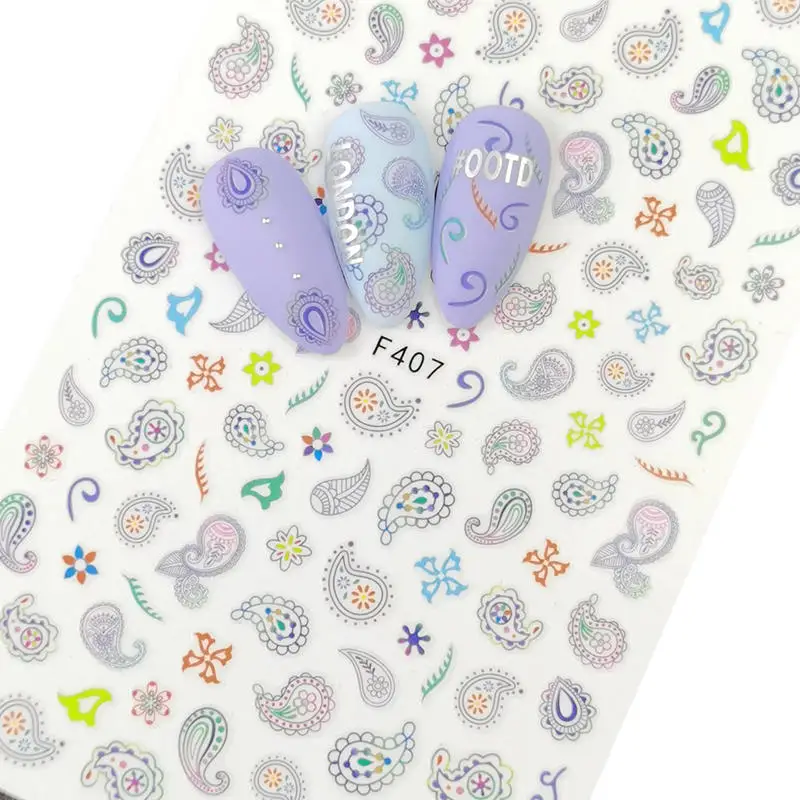 

1 Sheet Flower Mix Patterns Flowers 3D Nail Sticker Nail Art Adhesive Stickers Nails Wraps Decorations DIY Stickers