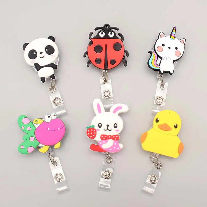 New 60cm Silicone Cute Panda Duck Animals Retractable Badge Reel Student Nurse Exhibition Enfermera Name Card ID Card Chest