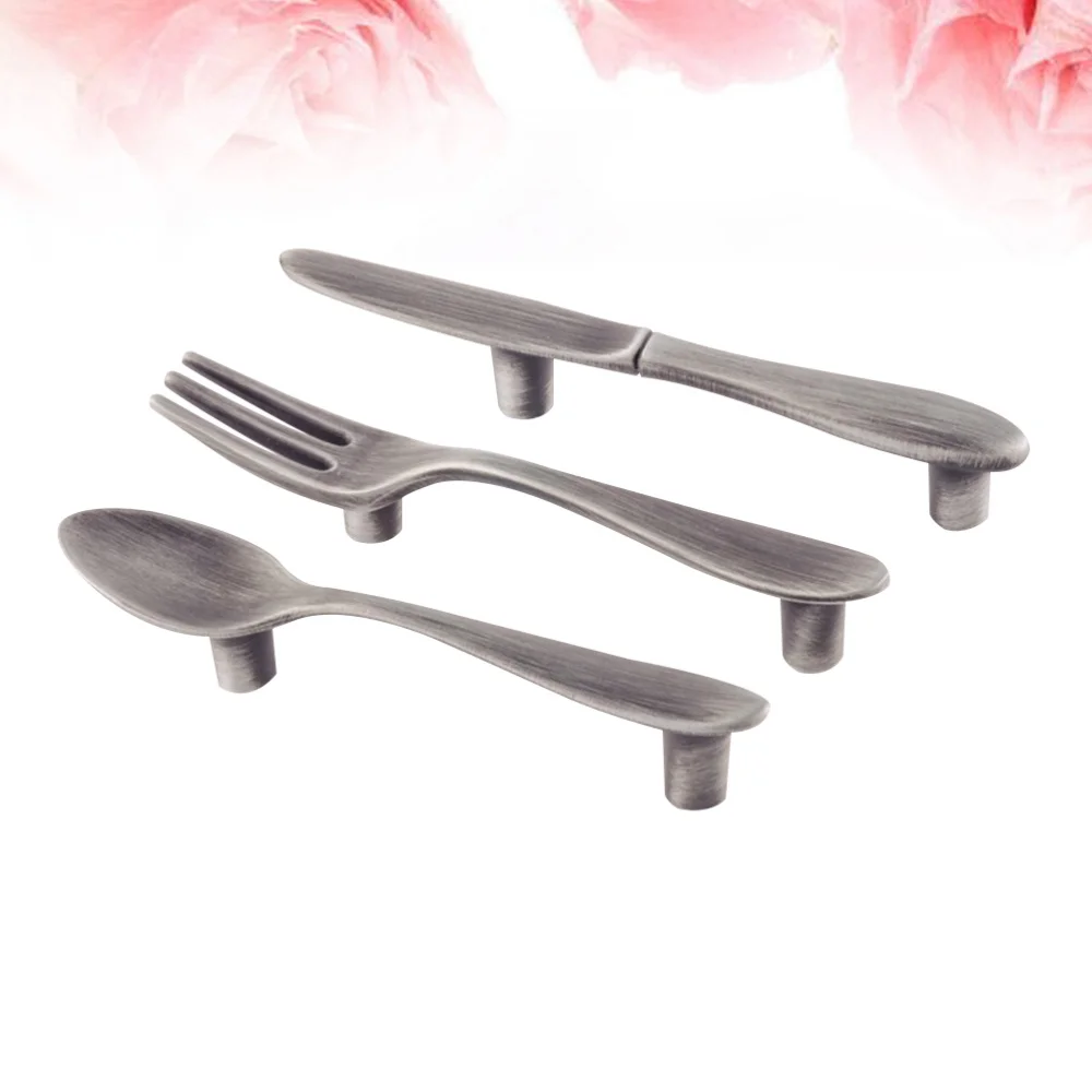3 шт набор посуды Форма мебельные ручки Творческий резак вилка дверные из