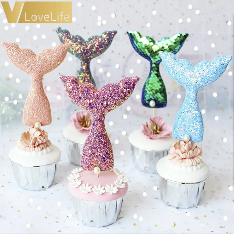 Украшения для торта на день рождения милые товары вечеринки тема русалки декор