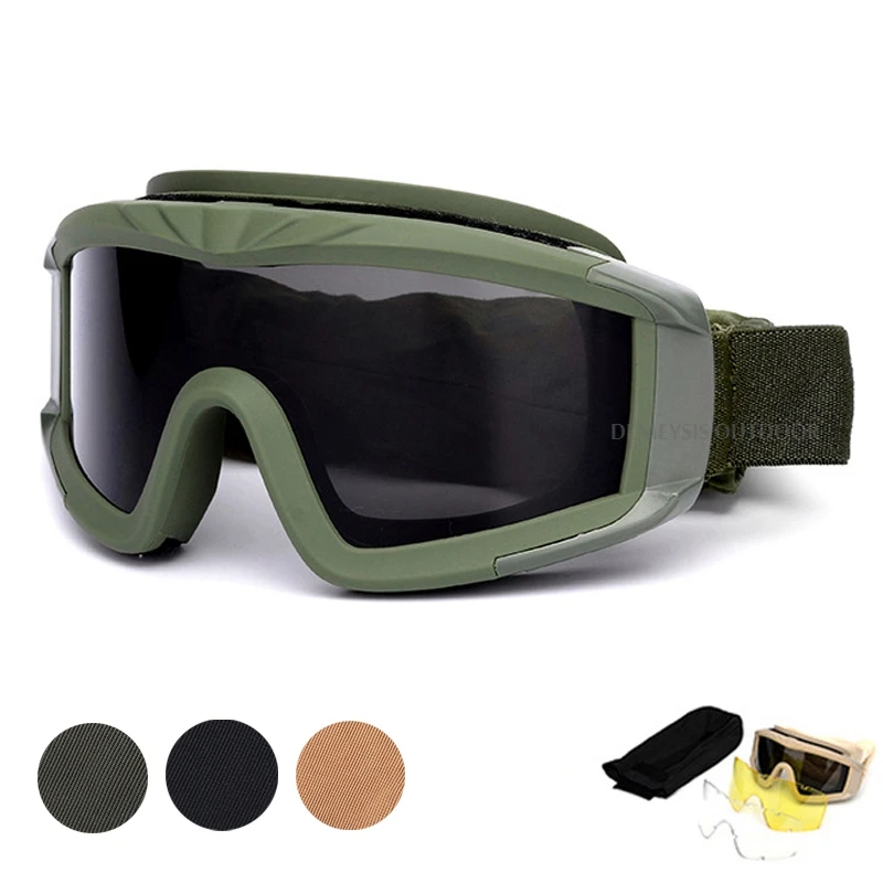Тактические очки со сменными 3 линзами военные для занятий спортом на открытом