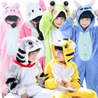 Детская розовая пижама с единорогом, зимняя детская пижама для девочек и мальчиков, пижама с рисунком динозавра, комбинезон с капюшоном, пижама с пандой