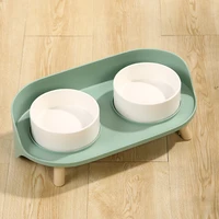 elevated dog and cat bowls raised pet dish ceramic food and water bowls with no skid silicone mat for small dogs cats