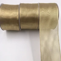 25yard 63mm wired edge gold metallic chirstmas ribbon for birthday chirstmas decoration gift diy wrapping 2 12 n1196
