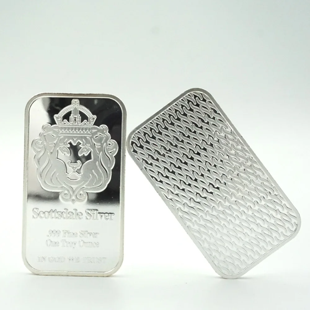 

Metal Brass Pure Silver Coin One Troy Ounce Scottsdale Silver 999 Fine Silver Bar Bullion In God We Trust Coin Non Magnetic