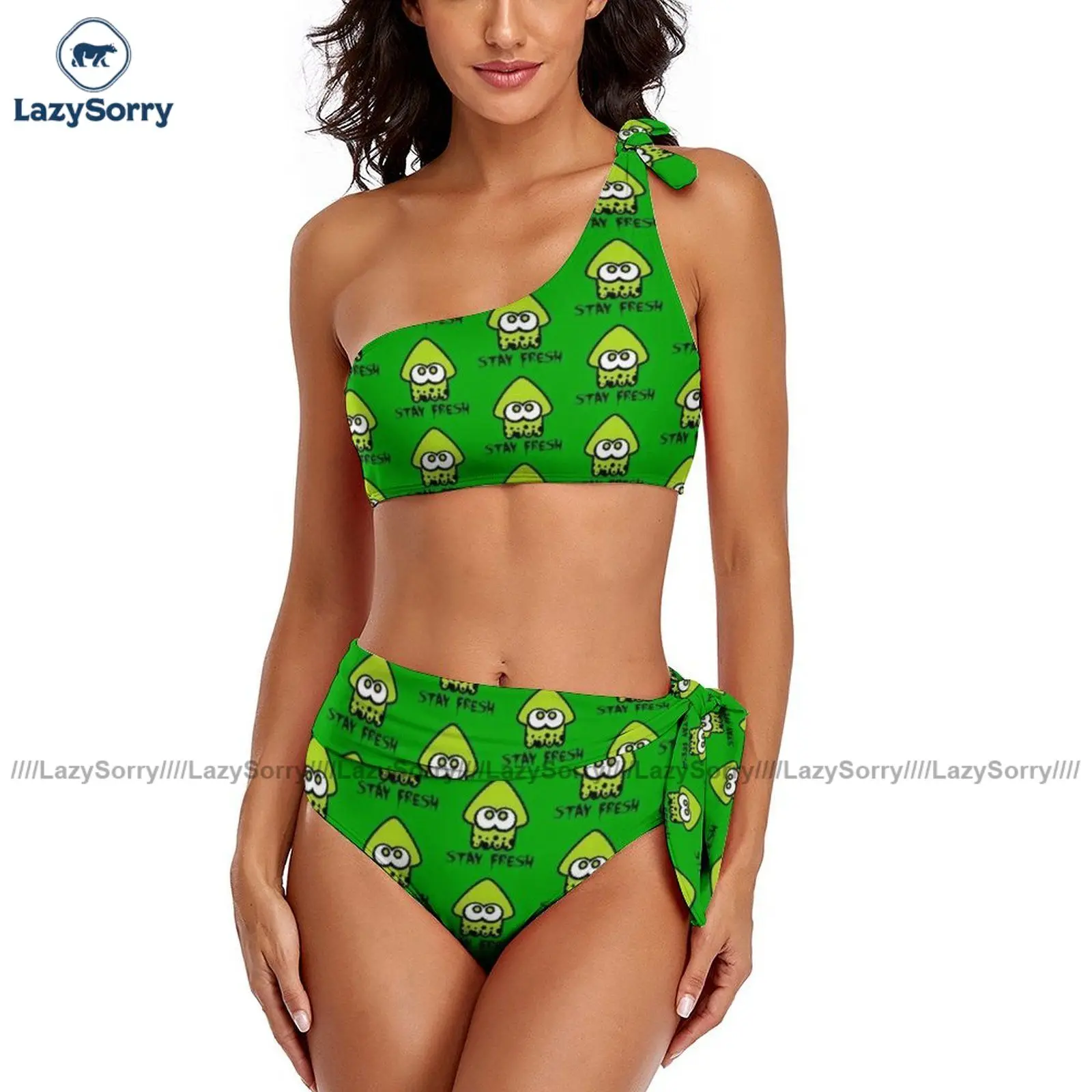 

Splatoon Bikini Swimsuit High Cut Bulk 2 Piece Swimwear Female Print Bathing Bathing Suit