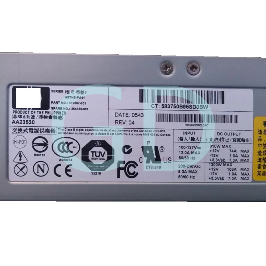 GD оригинал для HP DL580 G4 G3 1300 Вт источник питания HSTNS-PA01 337867-501 406421-001 полностью
