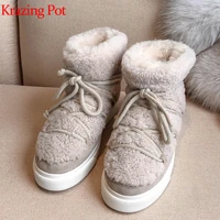 krazing pot fur cow suede flat platform snow boots bowtie sweety beauty girl round toe big size keep warm superstar ankle boots