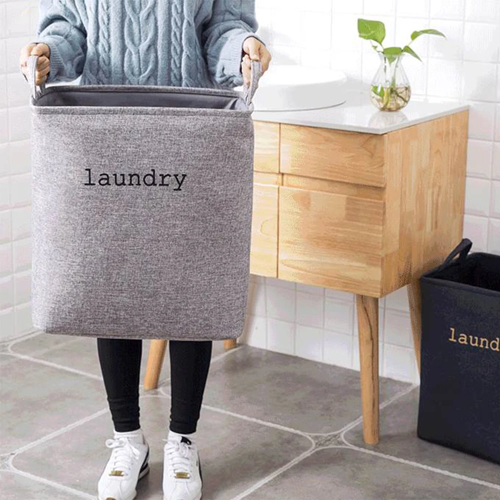 Dual Fabric EVA Dirty Clothes Laundry Basket Foldable Hamper With Handles Square Storage Bin Bucket For Home Toys 1pcs | Дом и сад