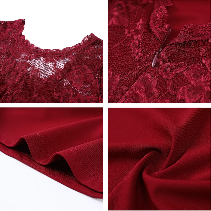 Женское кружевное платье до колен OTEN прозрачное с рукавом 3/4 круглым вырезом и