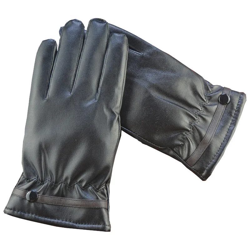 

Warm Touch Screen Leather Gloves Winter Men's Motorcycle Waterproof Pu Gloves Women 2PCS