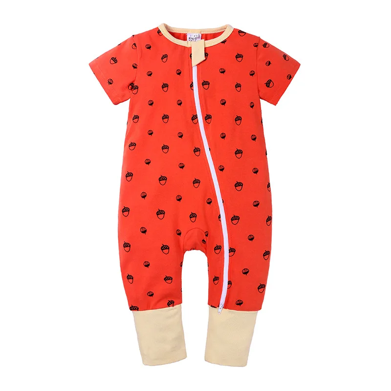 Детский хлопковый комбинезон с коротким рукавом на возраст 0-24 месяца | Детская