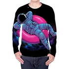 Мужская футболка с длинным рукавом KYKU, летняя футболка с длинным рукавом и принтом астронавтов, лето 2019