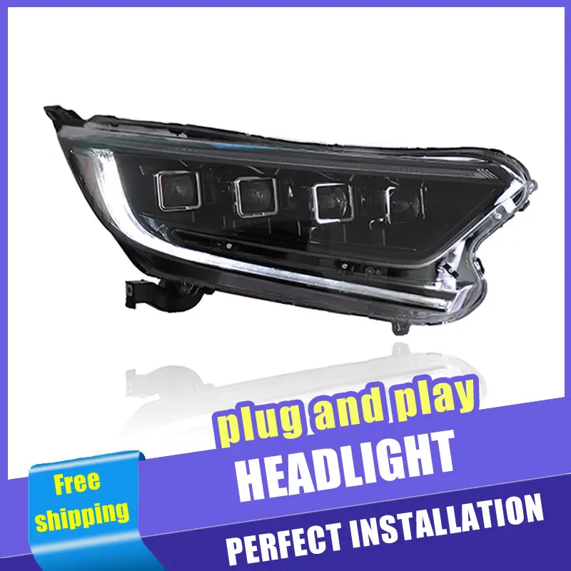 

2PCS Car Style LED headlights for Honda CRV 2017-2019 for CRV head lamp LED DRL Lens Double Beam H7 HID Xenon bi xenon lens