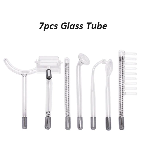 7 pcs glass tube 7 в 1 Высокочастотный электрод, стеклянная трубка, фиолетовый светильник, палочка для ухода за кожей, средство для удаления акне, косметический аппарат спа для лица - Цвет: 7 pcs glass tube