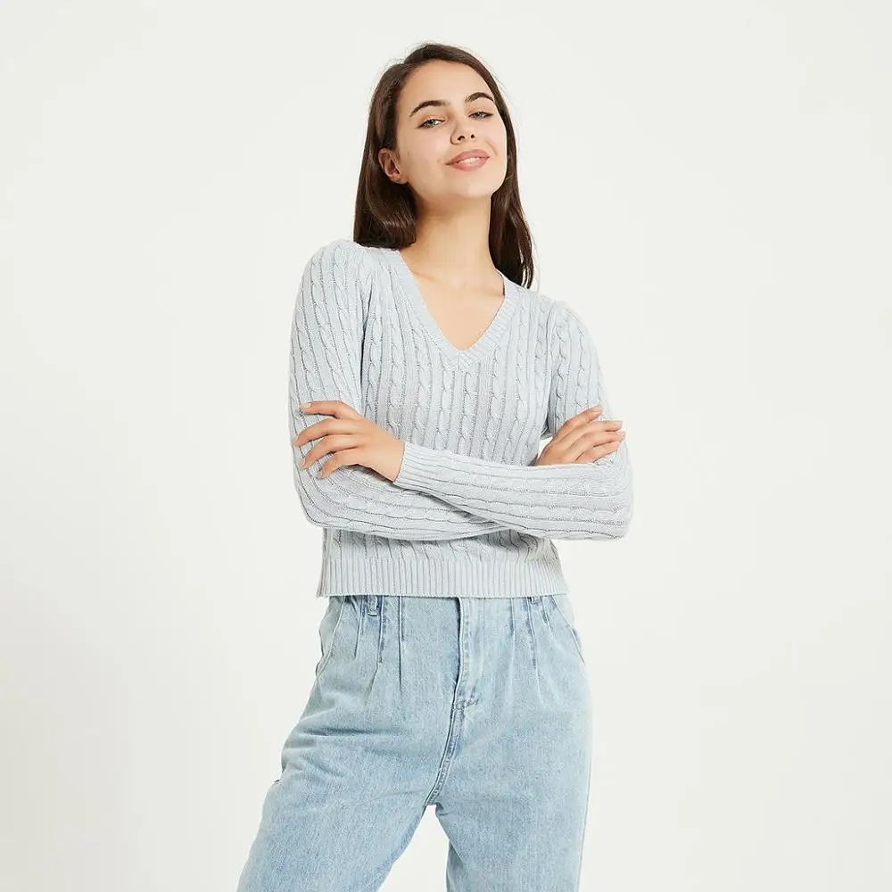 Wixra женские Стильные Свитера новый модный стиль v-образный вырез однотонные