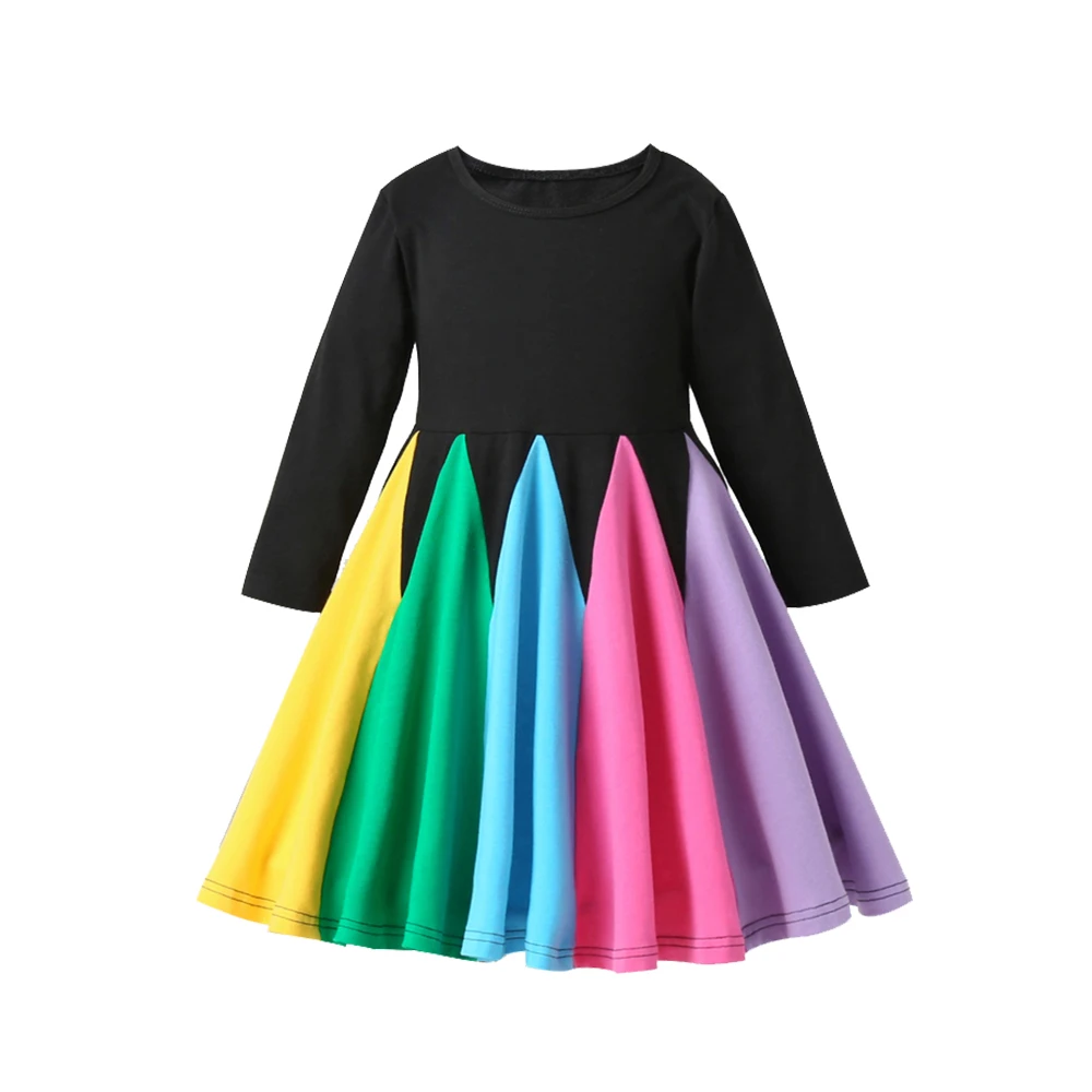 New 2021 Children Girls Rainbow Dress Soft cotton Princess Clothes Kids Colorful Party Dresses Birthday Christmas Costume | Детская